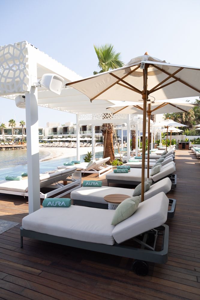 Second Row Beds at Aura Beach Bodrum